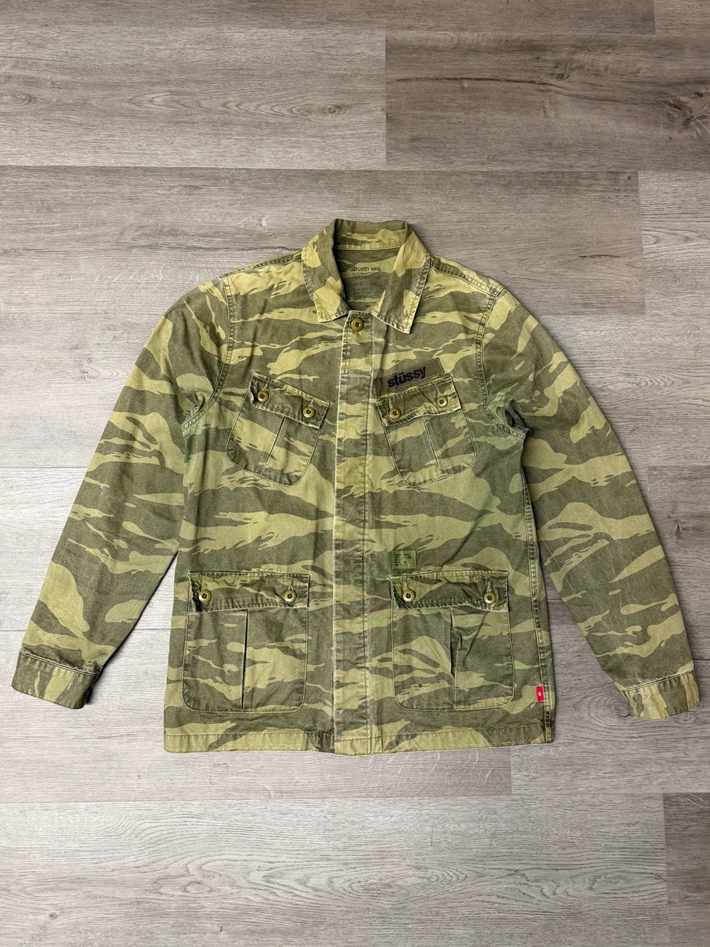 Stüssy Camouflage Military Jacket Olive Tiger Stripe (Medium)